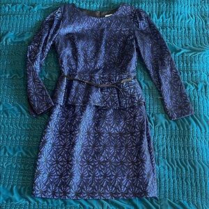 ANTONIO MELANI Elegant Blue Lace Long Sleeve Dress
